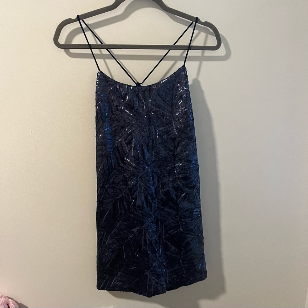 Cosmo x Dress the Population Navy Sequin Dress